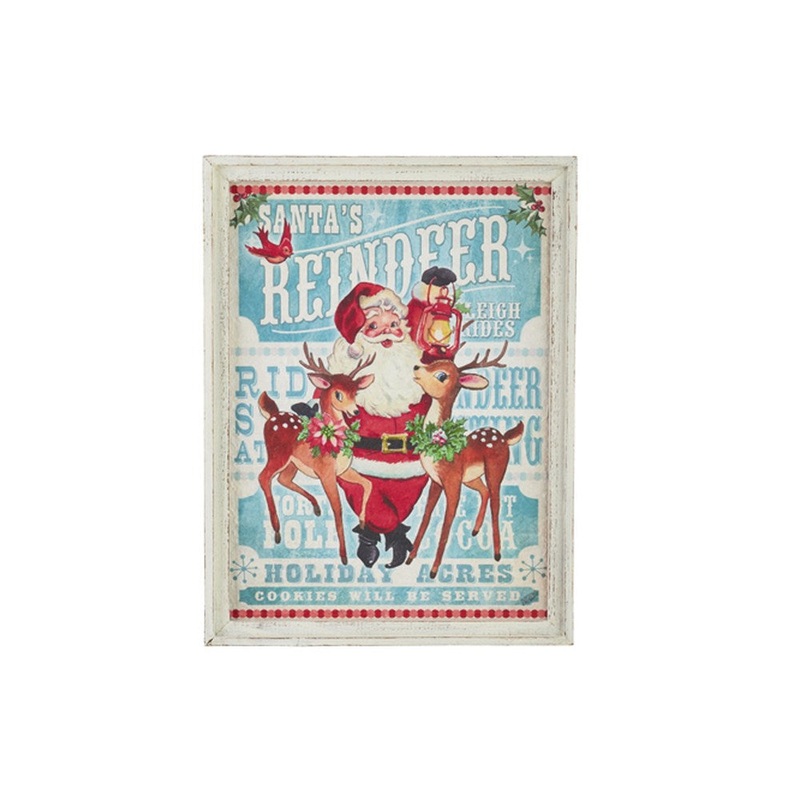 Raz Imports 2021 19.75-inch Santa’s Reindeer Textured Paper Framed Wall Art