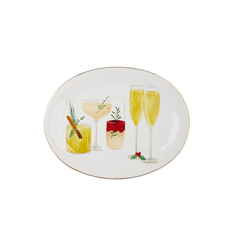 Raz Imports 2021 Christmas Eve 16.5-inch Christmas Cocktails Platter
