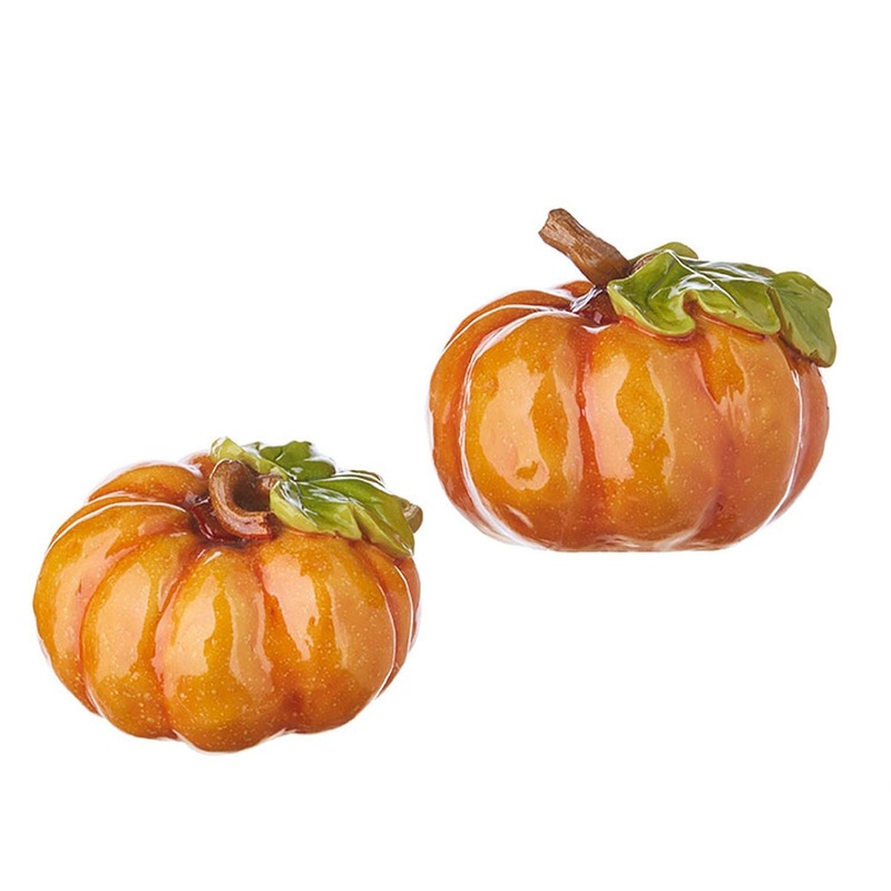 Raz Imports Fall 6.5 High Shine Orange Pumpkin, Assortment of 2
