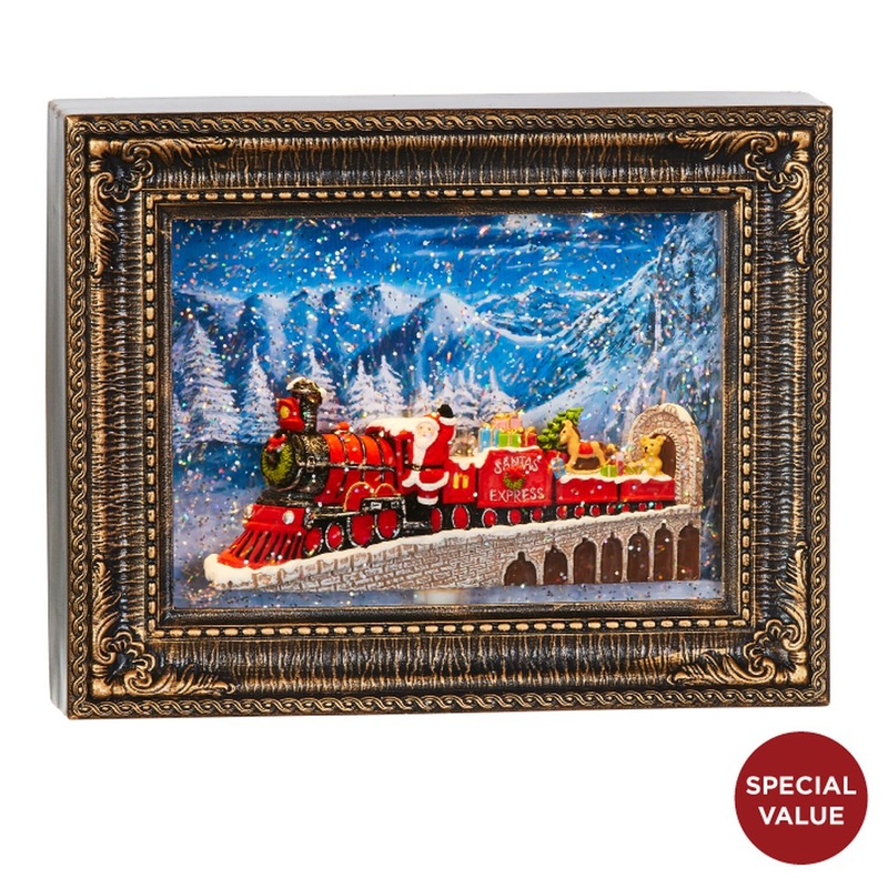 Raz Imports Holiday Water Lanterns 10 Santa Express Lighted Water Picture Frame