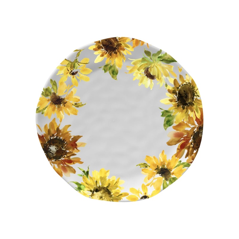 Merritt International Sunflower Garden 10.75 in. Dinner Plate Melamine Set Of 6