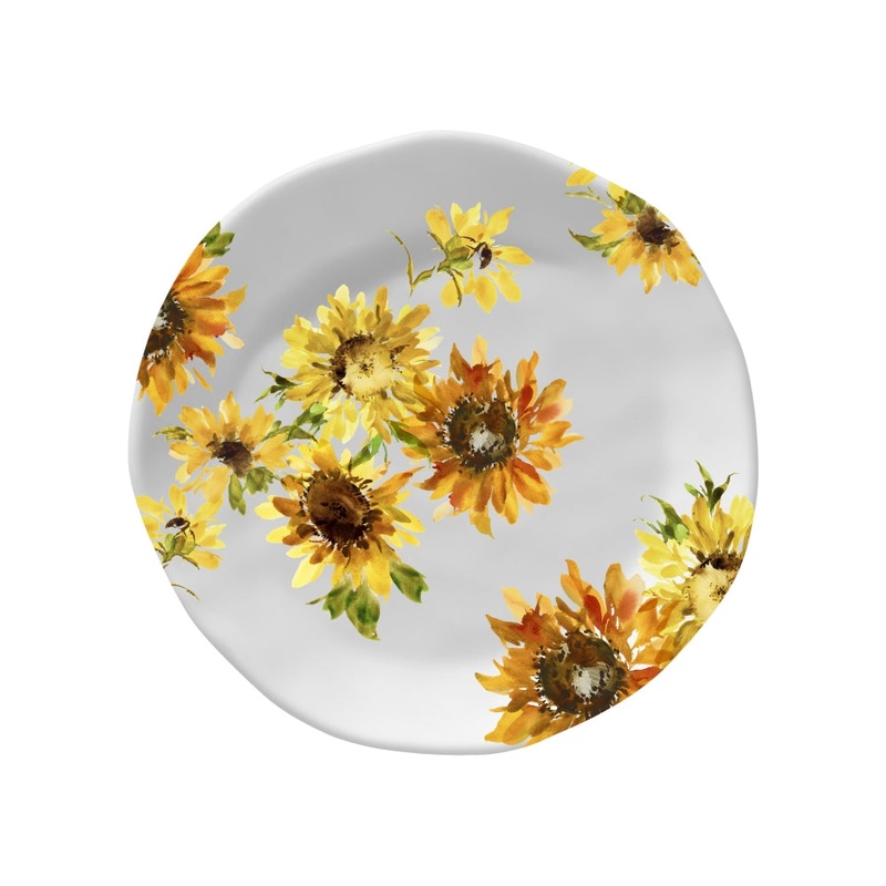 Merritt International Sunflower Garden 8.5 in. Salad Plate Melamine Set Of 6