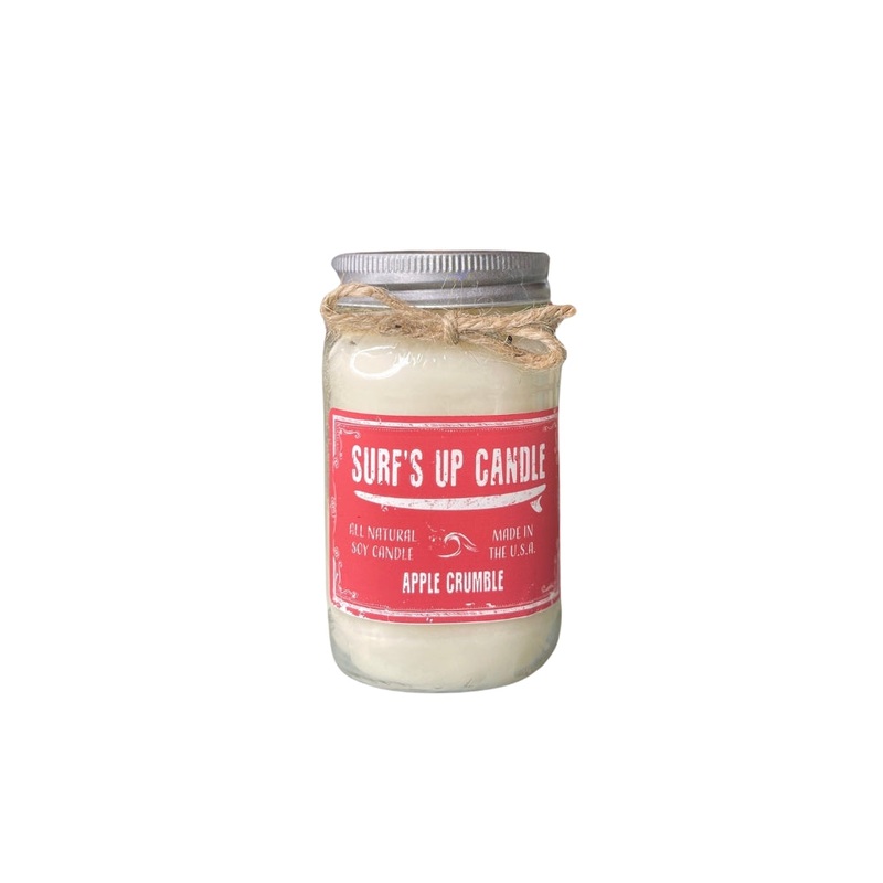Surfs Up Candle Original Collection Apple Crumble Large Mason Jar Scented Candle Red 16Oz