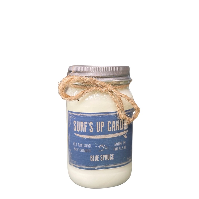 Surfs Up Candle Original Collection Blue Spruce Large Mason Jar Scented Candle 16Oz