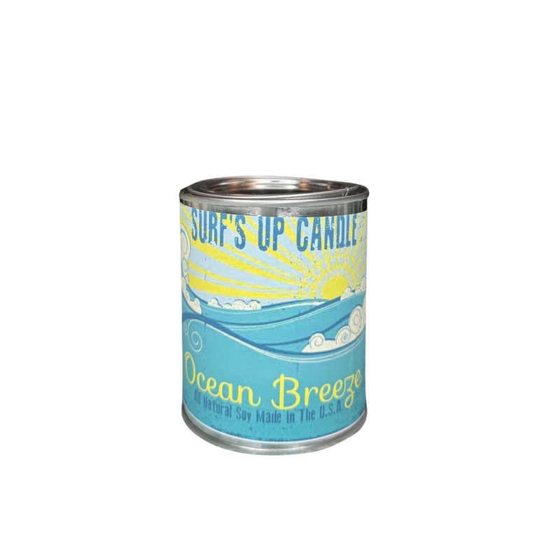 Surfs Up Candle Vintage Collection Ocean Breeze Pint Paint Can Scented Candle Blue 16Oz