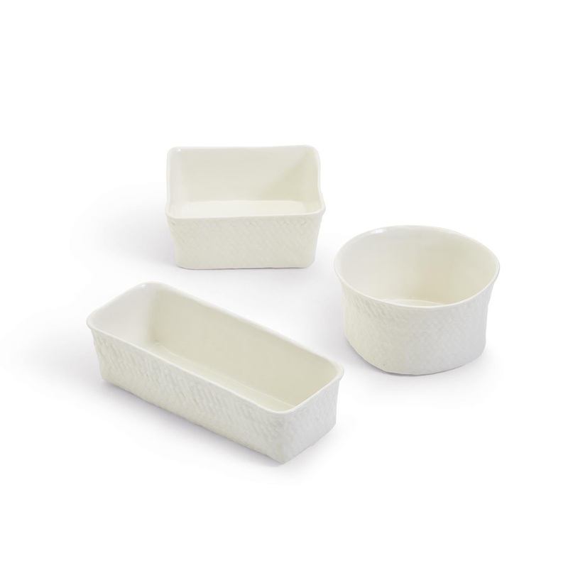 Two’s Company Basketweave Tidbit Dish, Assorted 3 Designs