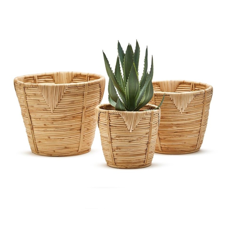 Two’s Company Bati Set of 3 Conical Basket Includes 3 Sizes – Cane