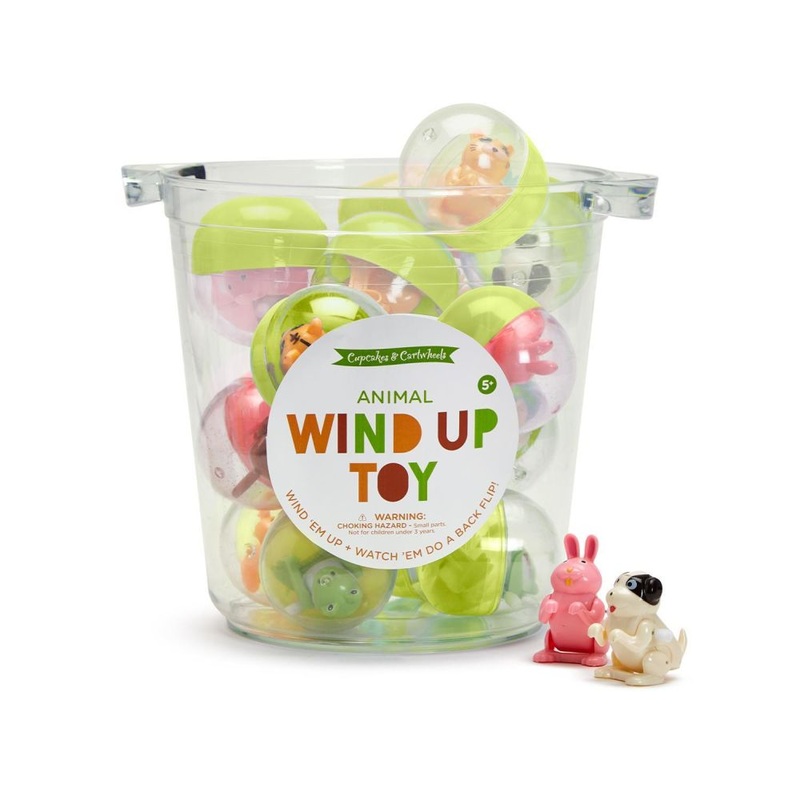 Two’s Company Flippin’ Fun 40-Pieces Animal Wind Up Flipping Toy in Container Ball with Bucket In 5 Styles