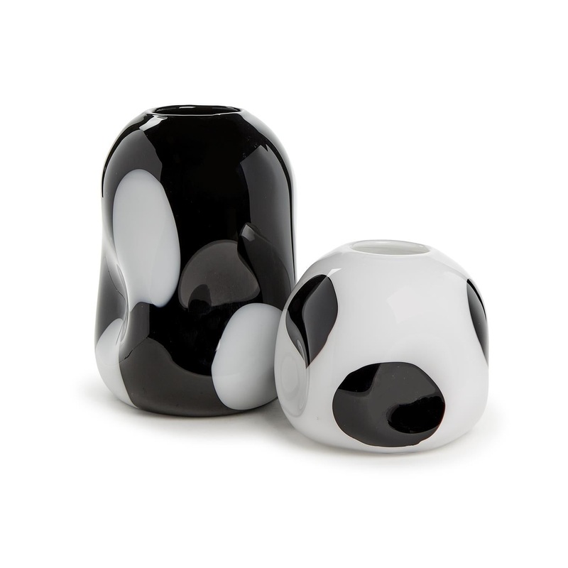 Two’s Company Free Flow Set Of 2 Murano Style Dot Art Glass Vase