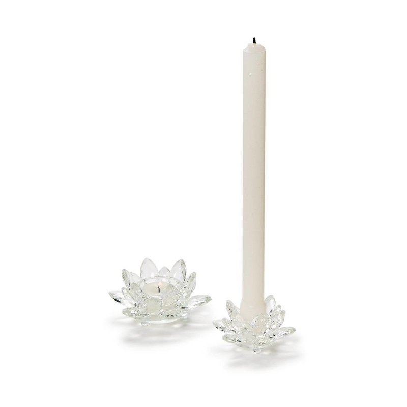 Two’s Company Lotus Flower 18-Pieces Crystal Candleholder In: 12-Piecess Small and 6-Pieces Large