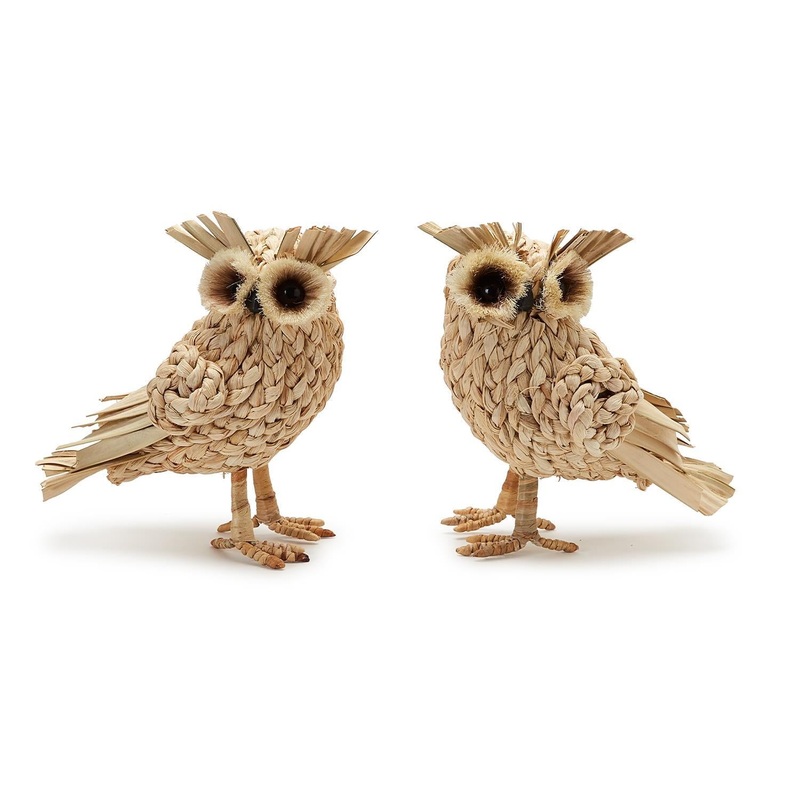 Two’s Company Set Of 2 Hand-Crafted Owls