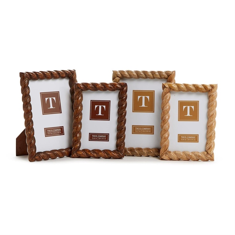 Two’s Company Set Of 4 Hand-Carved Twist Photo Frame Assorted 2 Colors