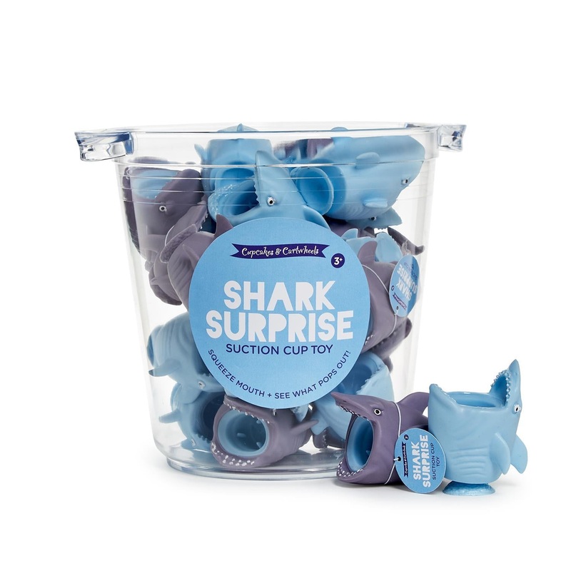 Two’s Company Shark Surprise 30-pcs Peeking Shark w/ Suction Attachment Toy w/ Bucket Display in 2 Colors