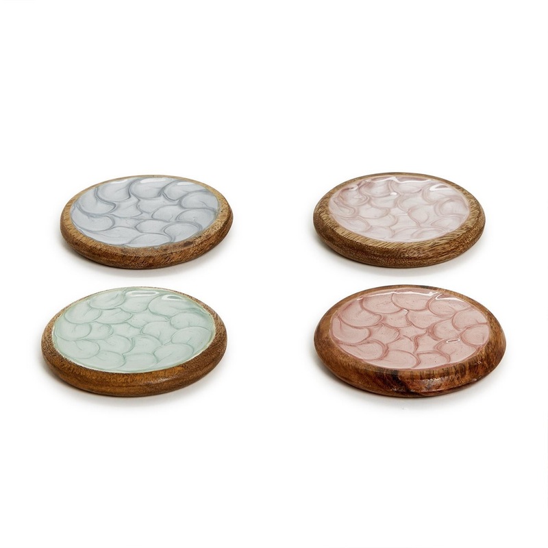 Two’s Company Shimmering Set Of 4 Hand-Crafted Coasters in 4 Colors