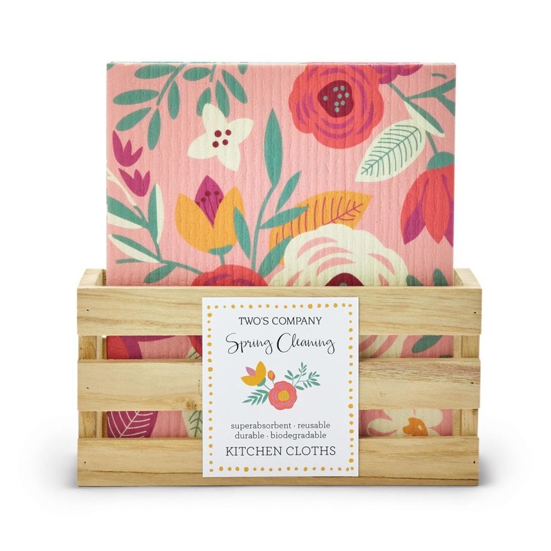 Two’s Company Spring Cleaning 24-Pieces Floral Multipurpose Biodegradable Kitchen Cloth in 3 Colors