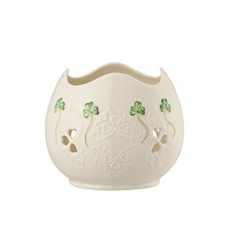 Belleek Shamrock Lace Pierced Votive, Porcelain