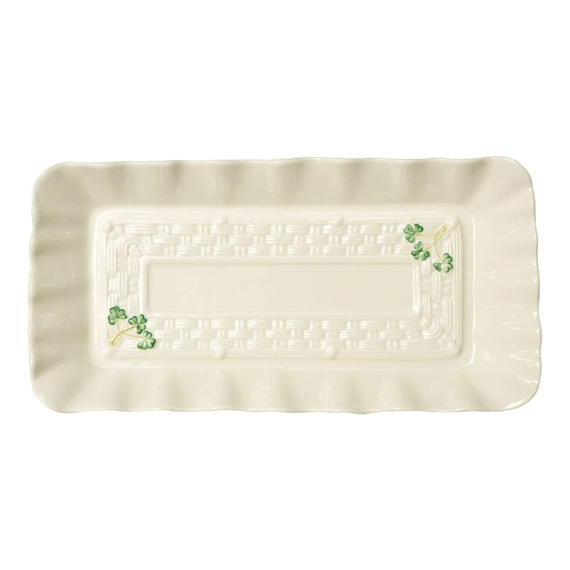 Belleek Shamrock Sandwich Tray, Porcelain