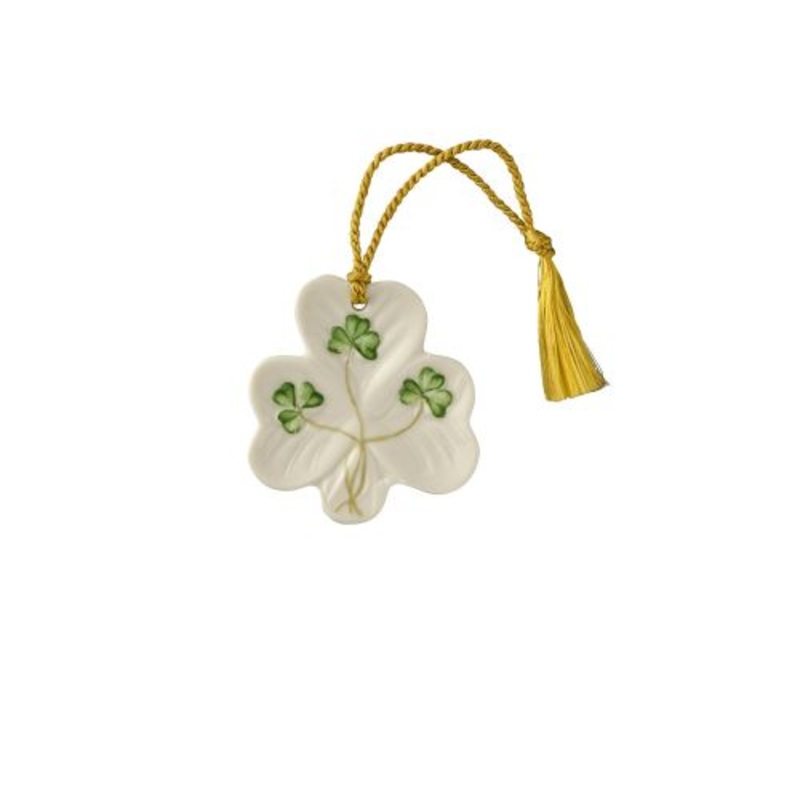 Belleek Shamrock Shaped Ornament, White, Porcelain, 2.5 x 2.3
