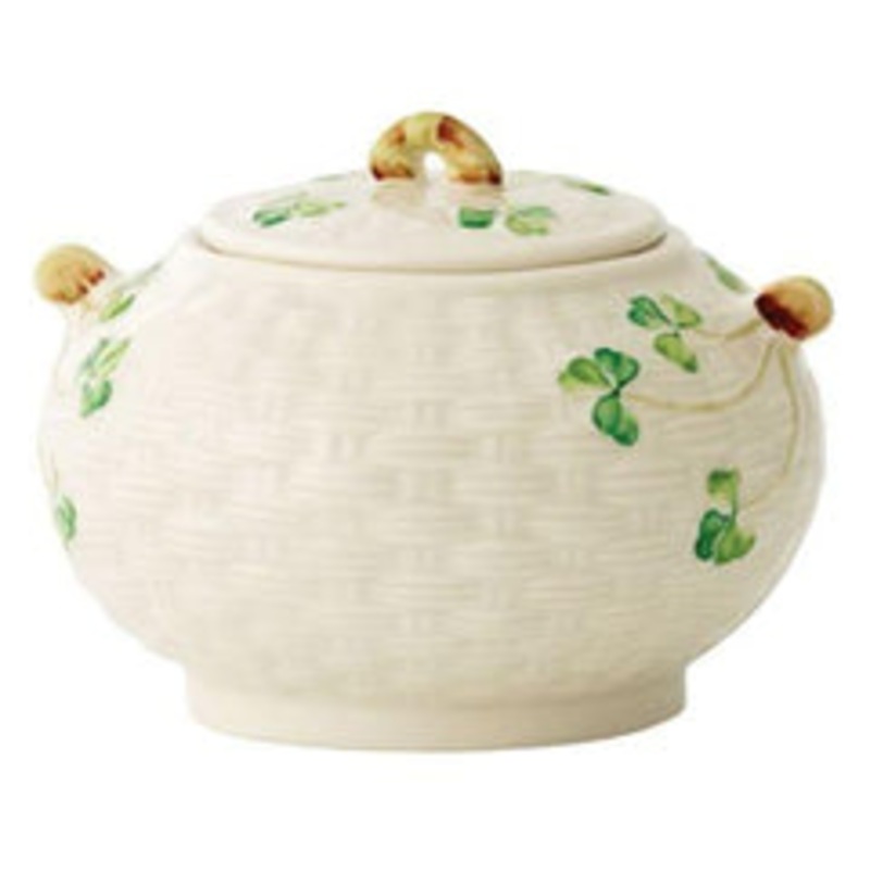 Belleek Shamrock Sugar Bowl, China