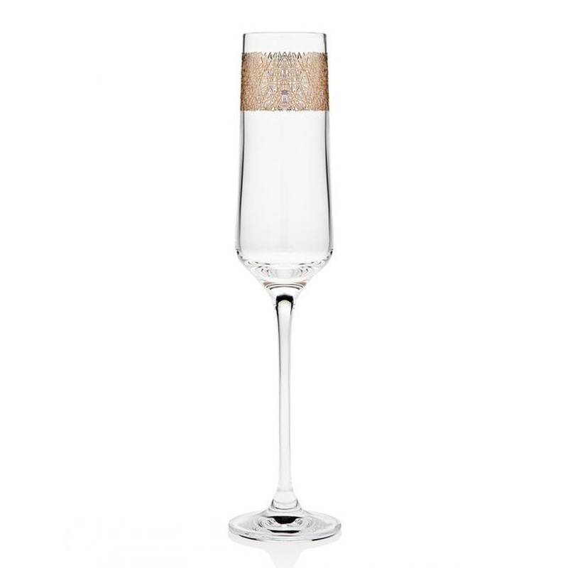 Godinger Eclipse Set of 4 Gold 6oz Flutes
