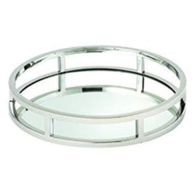 Leeber Beam Round Mirror Tray, 10.75, Stainless Steel.