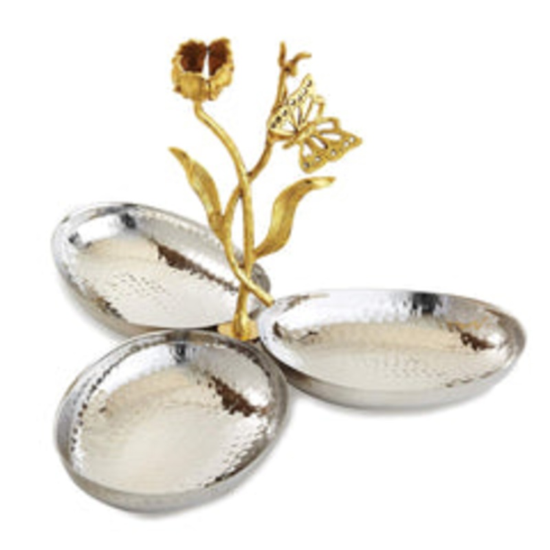 Leeber Butterfly Triple Serving Dish, Stainless Steel, 4.5 x 6