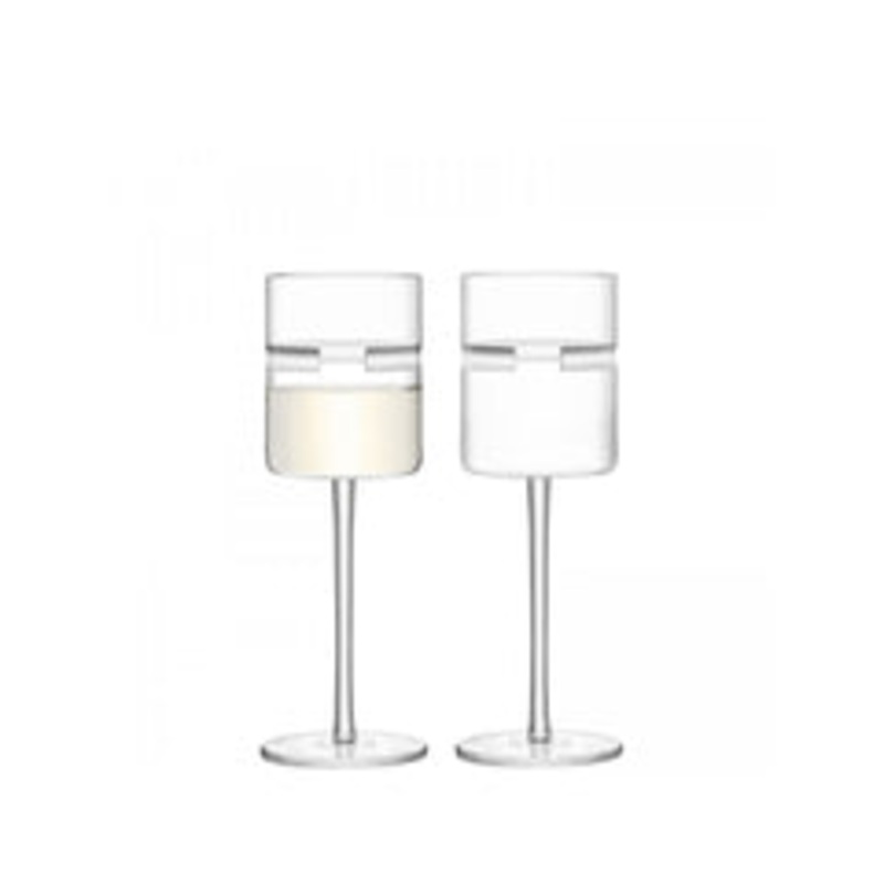 LSA International Horizon, Set of 2 White Wine Glass 8.8 Fl Oz, Clear/Cut, Glass