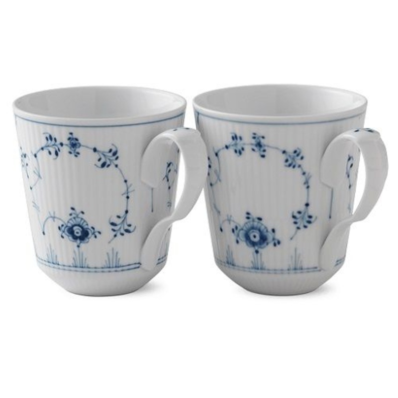 Royal Copenhagen Blue Fluted Plain Mug, 12.5 Oz., Set of 2, Blue, Porcelain