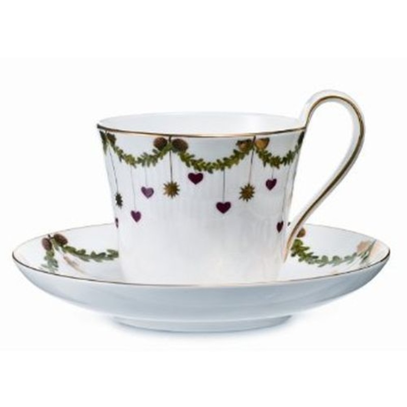 Royal Copenhagen Star Fluted High Handle Cup & Saucer, Porcelain