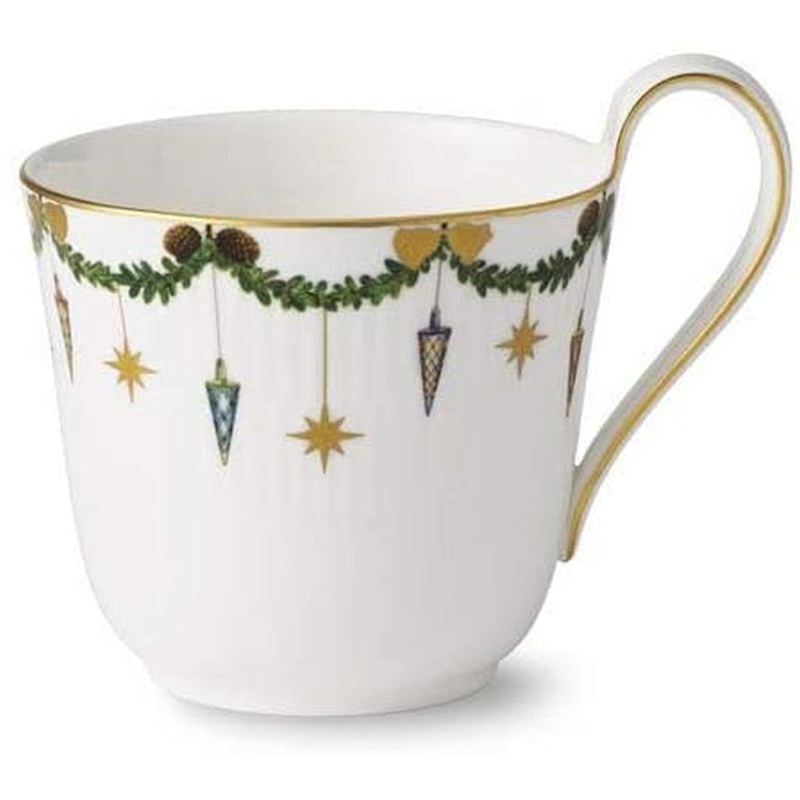 Royal Copenhagen Star Fluted High Handle Mug, 11 Oz., MultiColor, Porcelain