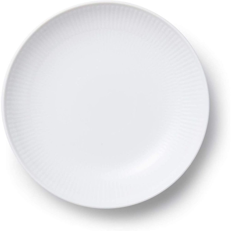 Royal Copenhagen White Fluted Shallow Bowl, 7.75 inches, White, Porcelain