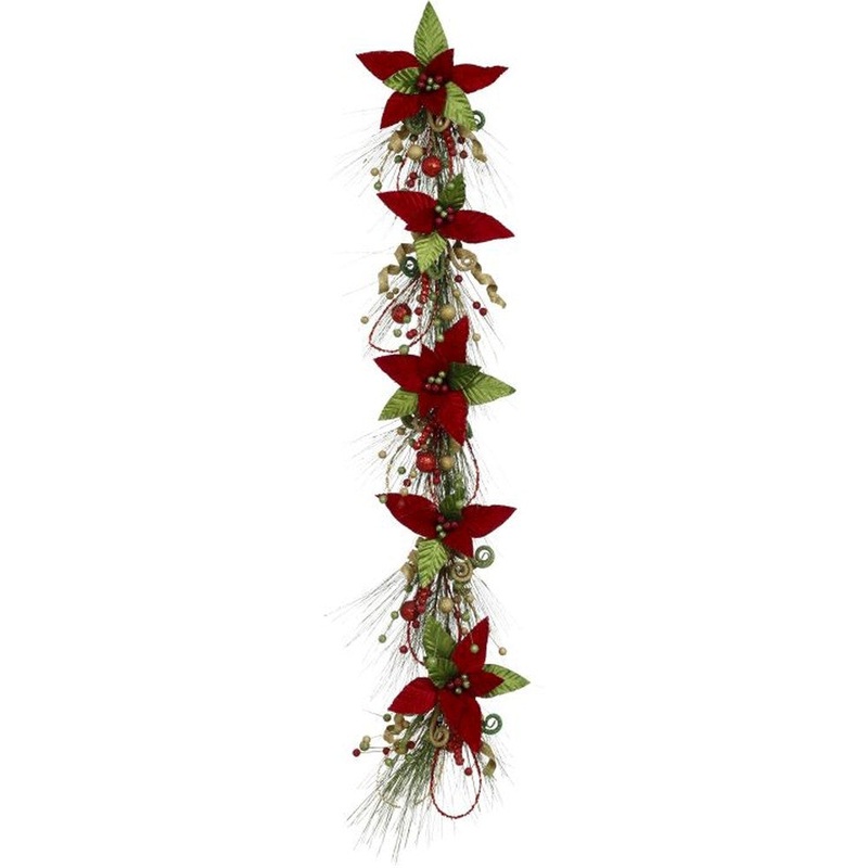 Mark Roberts 2020 Collection Red Poinsettia Garland 5-Foot
