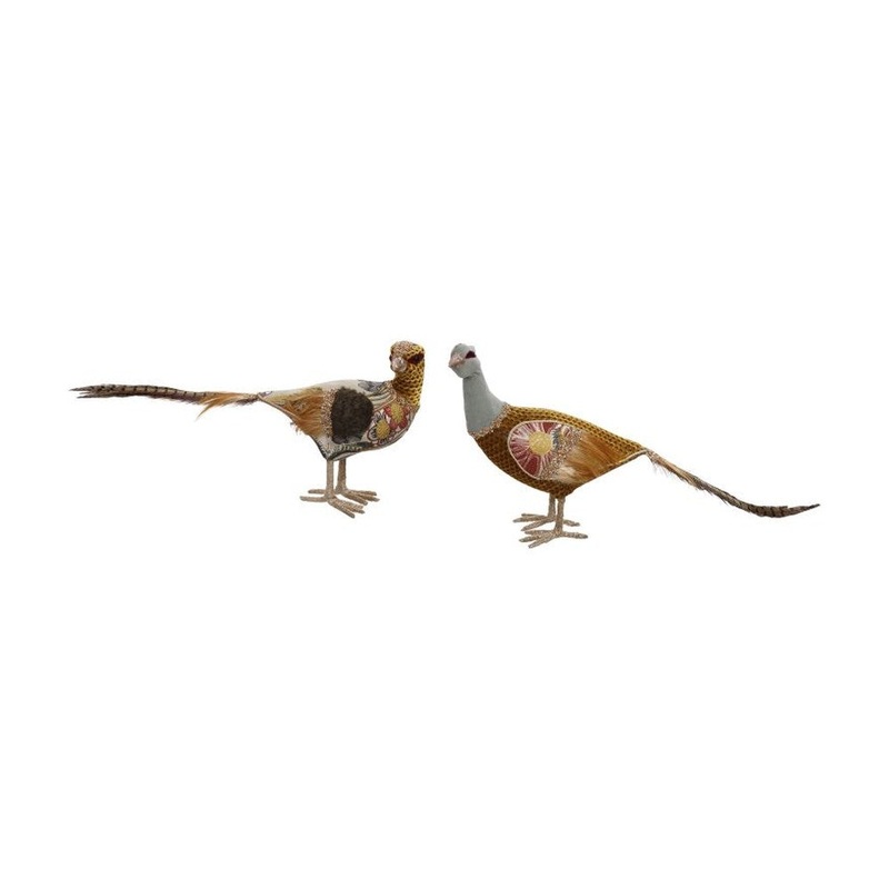 Mark Roberts 2020 Glittered Pheasant Figurine, Assortment of 2, 19 x 12 inches