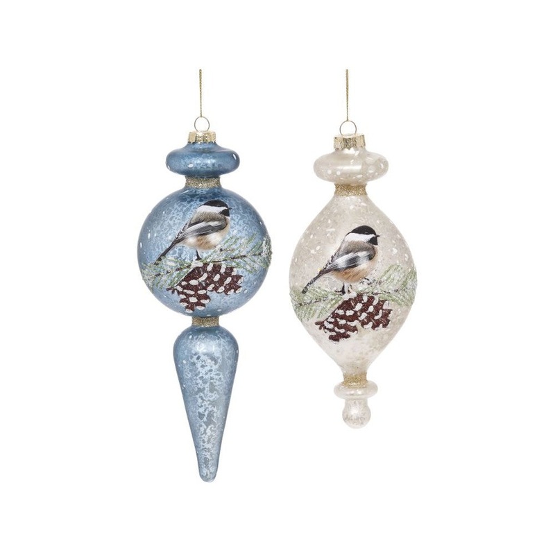 Mark Roberts 2021 Frosted Bird Finial Ornament 6-8”, Assortment of 2