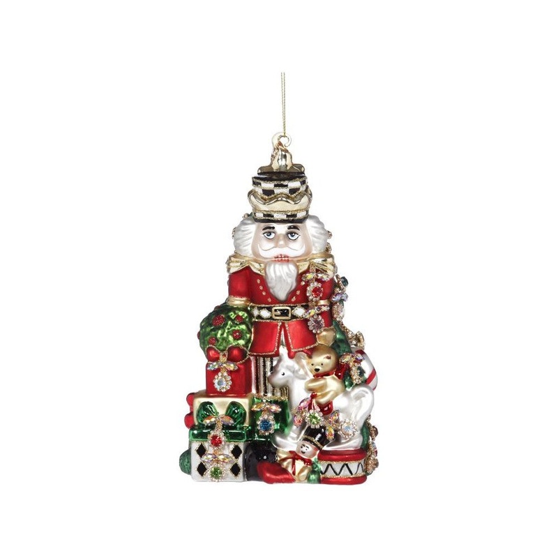 Mark Roberts 2021 Jeweled Nutcracker Ornament, Red/Green 8”