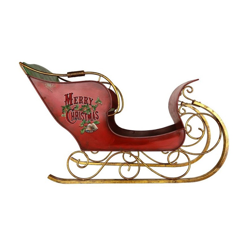 Mark Roberts Christmas 2015 Santa’s Sleigh Figurine, 56 x 34 inches, Red/Gold