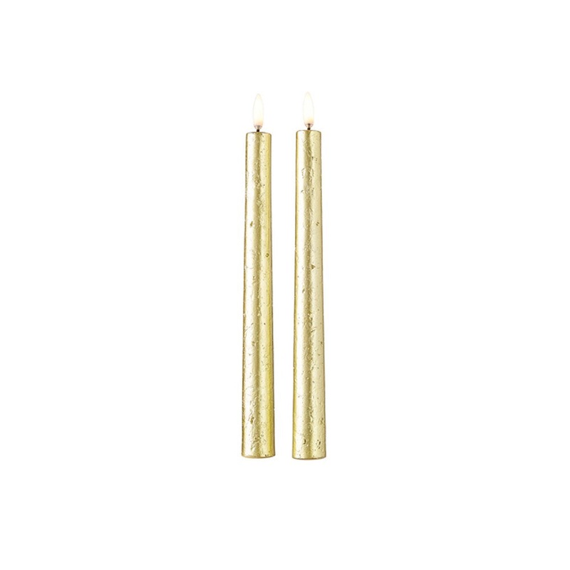 Raz Imports Uyuni Candles 1X11 Gold Textured Taper Candle, Set of 2