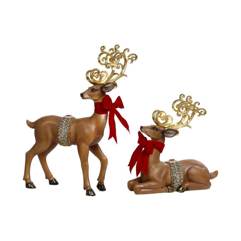 Mark Roberts 2019 Led Antler Deer Figurine, Assortment of 2, 14-22 inches
