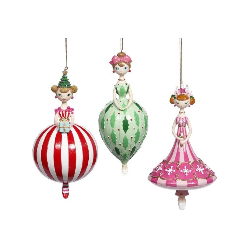 Mark Roberts 2021 Festive Girls Ornament 7”, Assortment of 3
