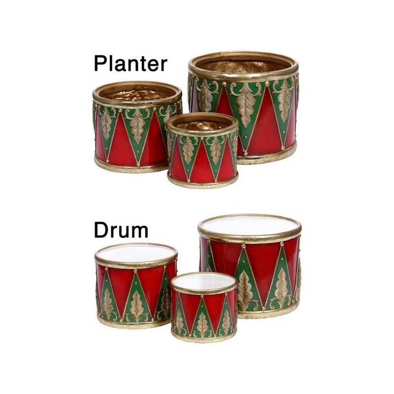 Mark Roberts 2021 Holiday Planter Drums 6-10”, Set of 3