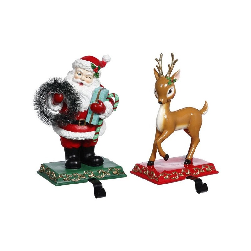 Mark Roberts 2021 Santa & Deer Stocking Holder 10-11”, Assortment of 2