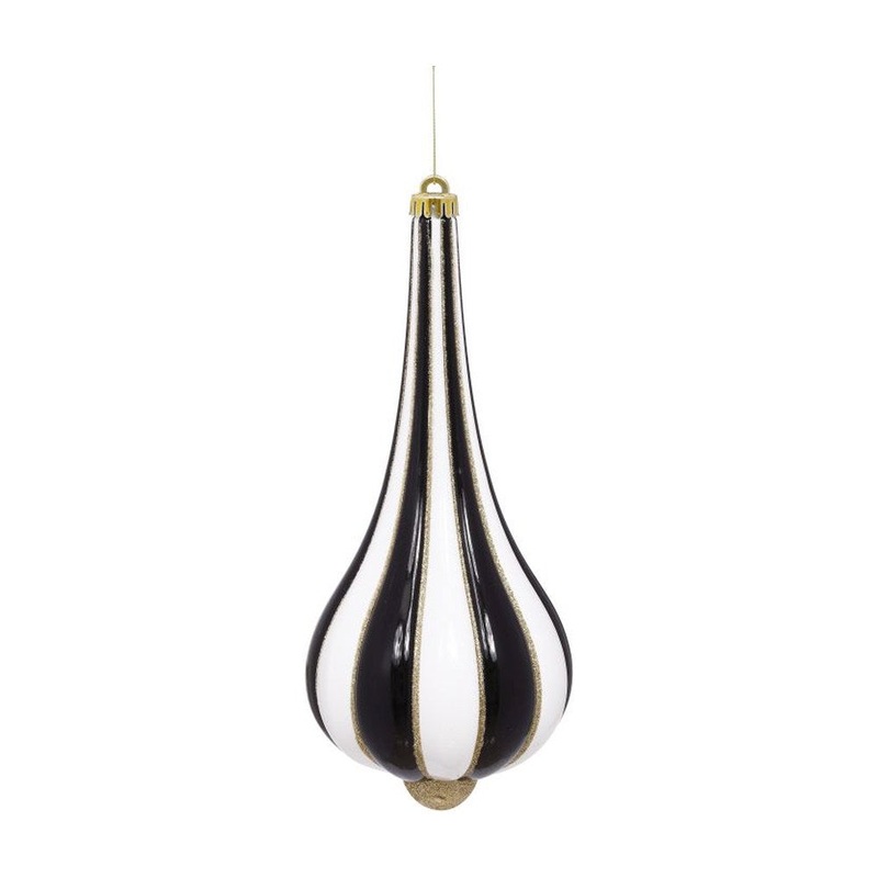 Mark Roberts Christmas 2020 Festive Wish Drop Ornament, 13.5 inches, Black/White