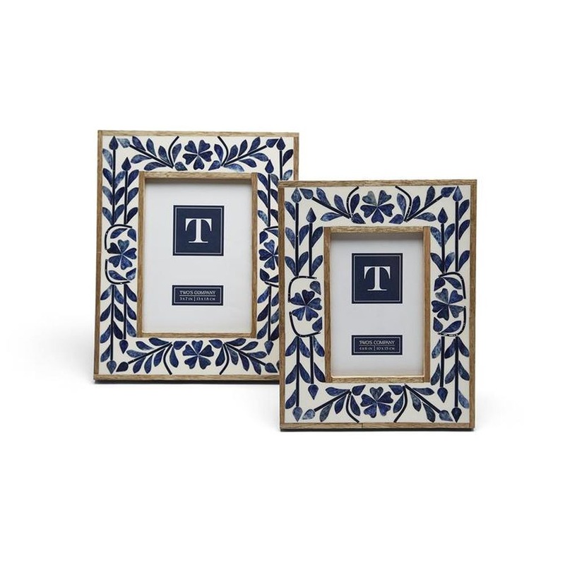 Two’s Company Bone Inlay Photo Frames, Set of 2, 4×6 inches and 5×7 inches