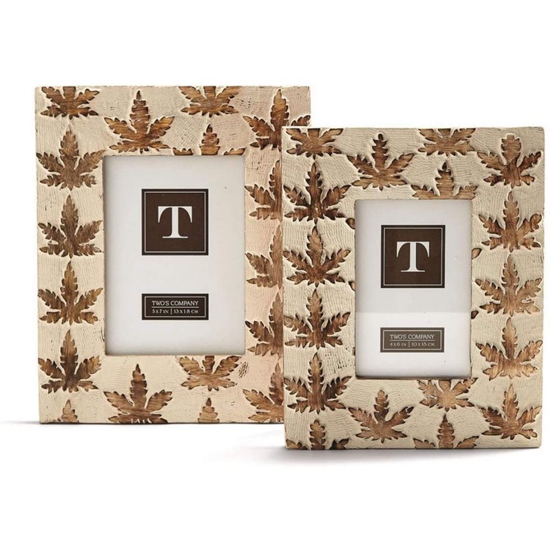 Two’s Company Cannabis Photo Frames, Set of 2, Hand-Carved