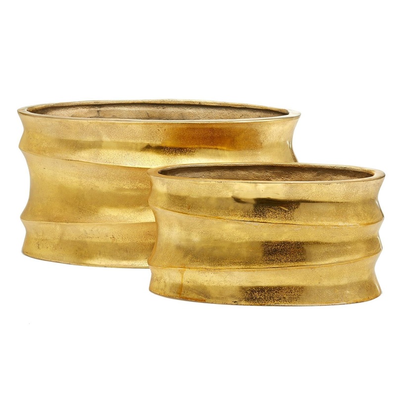 Two’s Company Golden Wave Set of 2 Planters