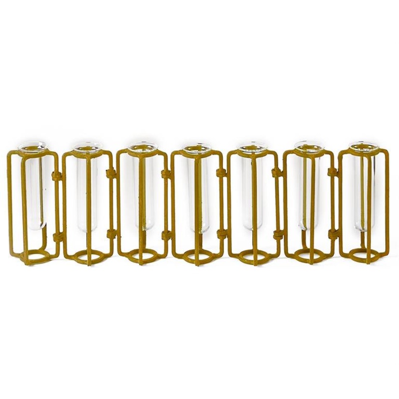 Two’s Company Lavoisier Set of 7 Hinged Flower Vases with Antiqued Gold Finish