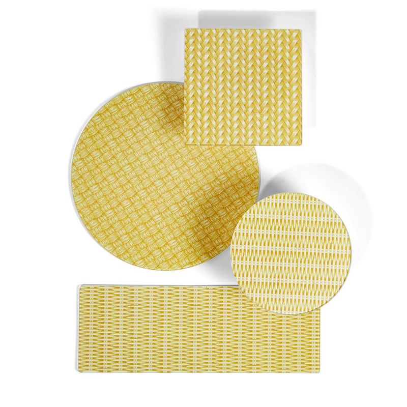 Two’s Company Rattan Weave Set of 4 Serving Trays