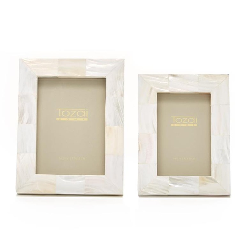 Two’s Company Set of 2 Mother of Pearl Photo Frames, Sizes 4 X 6 and 5 X 7
