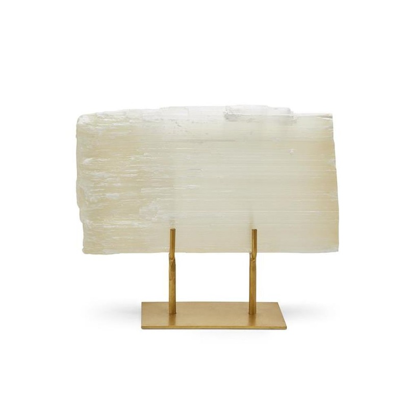 Two’s Company Tozai Selenite Slab on Gold Stand