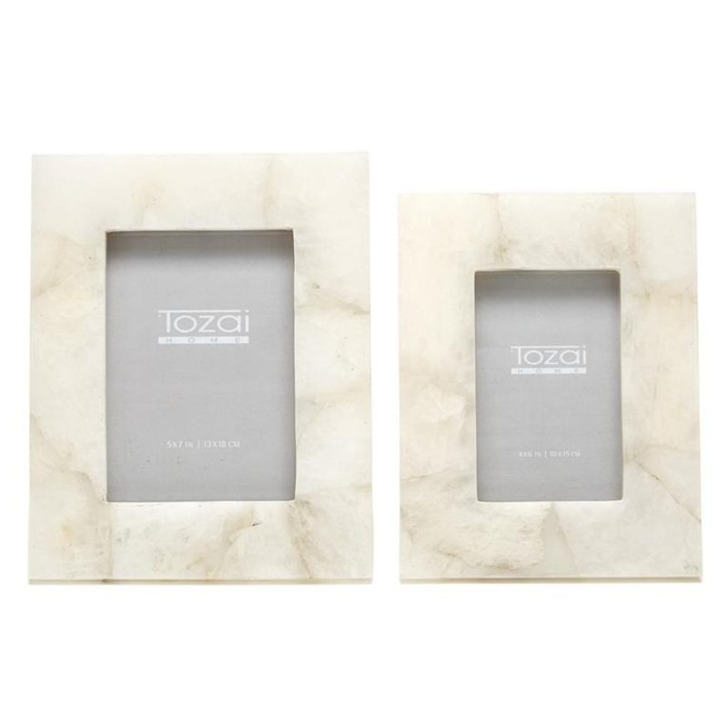 Two’s Company White Quartz Set of 2 Photo Frames